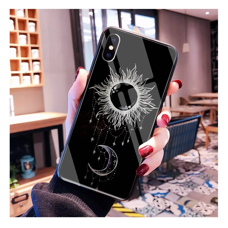 Witches moon Tarot Mystery Totem Glass phone case For iphone 15 14 13 Pro Max For iphone 12 11 Pro Max XS 14 Plus Case