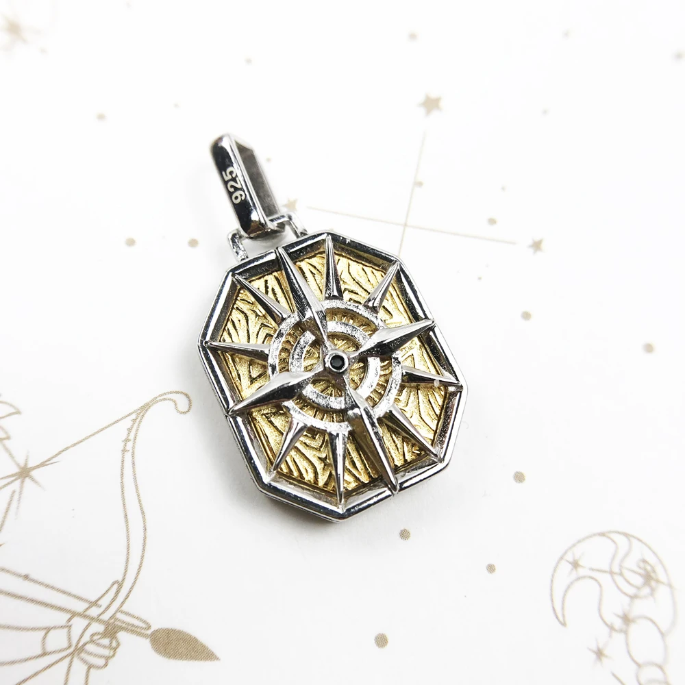 Anhänger Leben Kompass Gold Winter Marke Neue Edlen Schmuck 925 Sterling Silber Hund Tag Geschenk Für Frauen Männer – Detail 5
