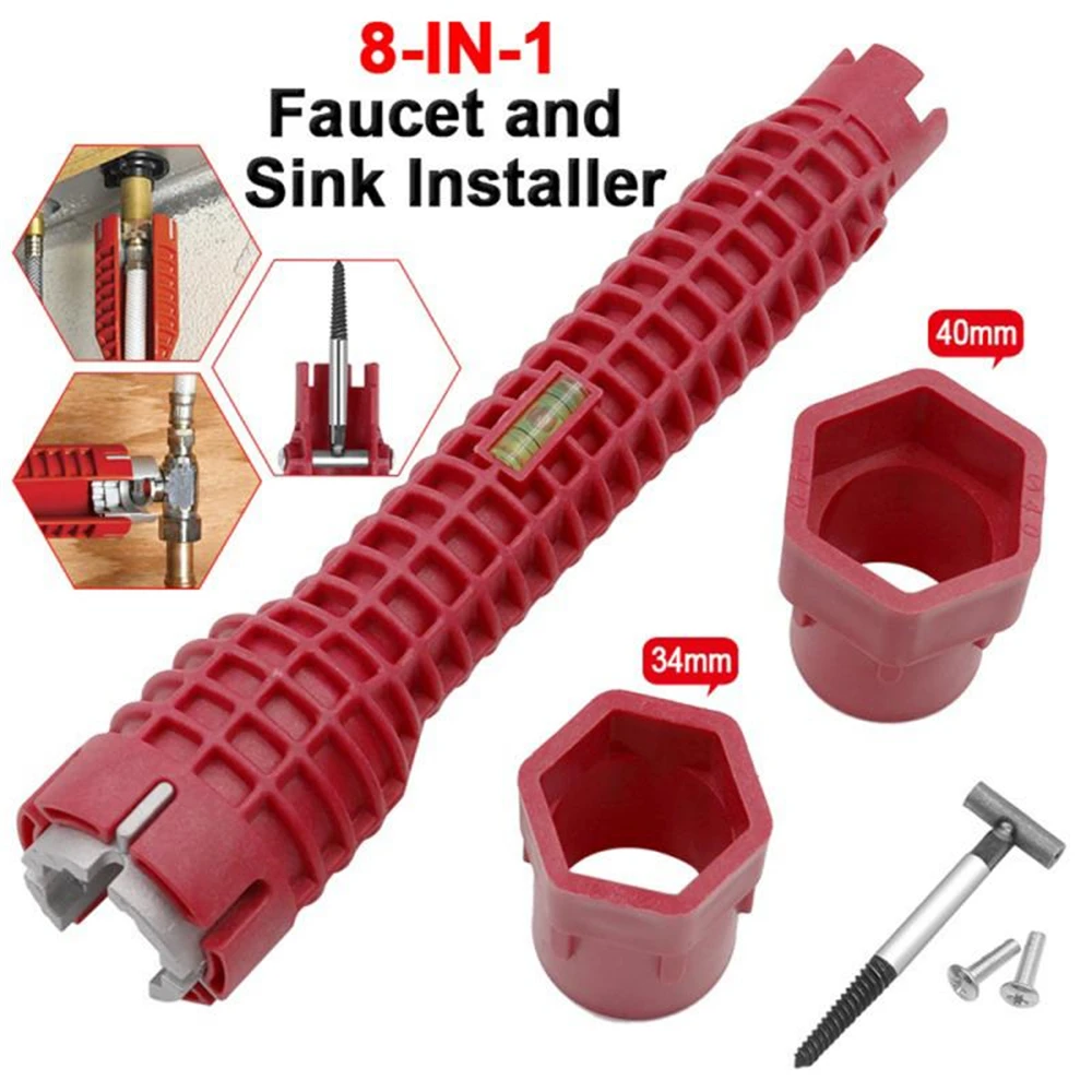 

8 In 1 Faucet And Sink Installer Multifunctional Wrench Tool For Kitchen Bathroom Water Pipe Wrench Ratchet Socket Wrench Set