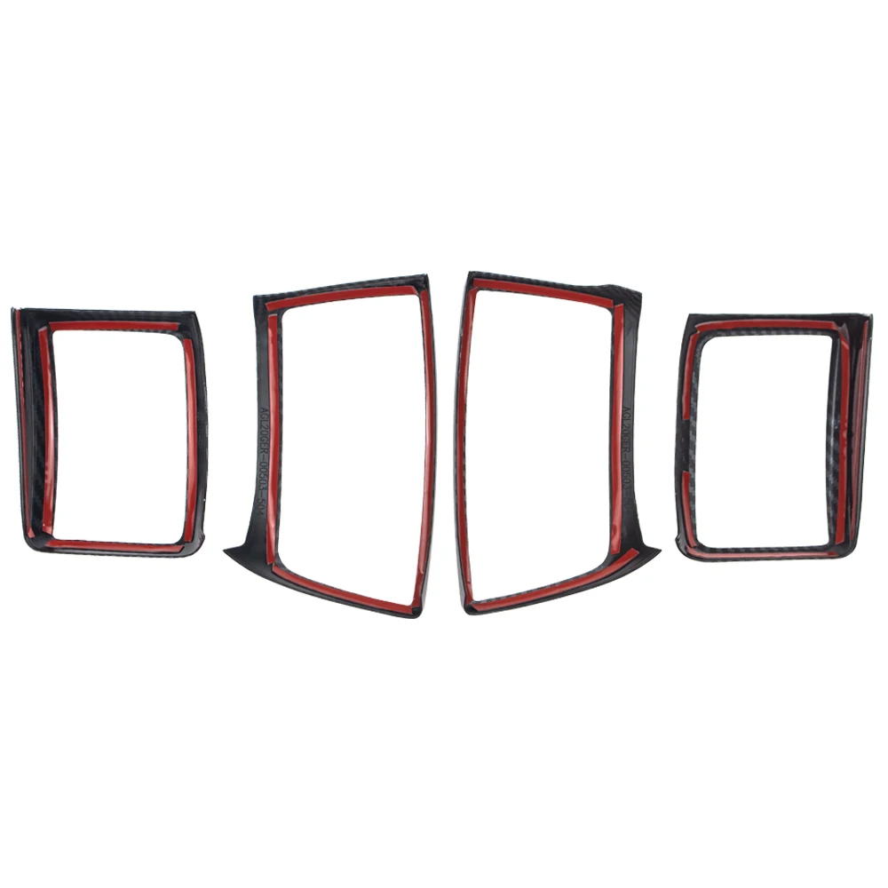 4Pcs Carbon Fiber Color Front Air Outlet Frame Cover Trim Car Interior Decorative For Ford RANGER T6 T7 T8 Everest 2015-2020
