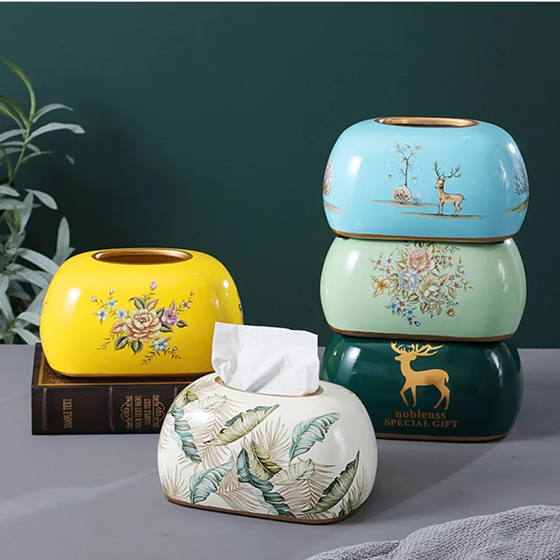 WHYOU-European Ceramic Tissue Boxes, Antique Canister, Noble Home Decoration Storage, Tissue Holder Box, Wedding Gift