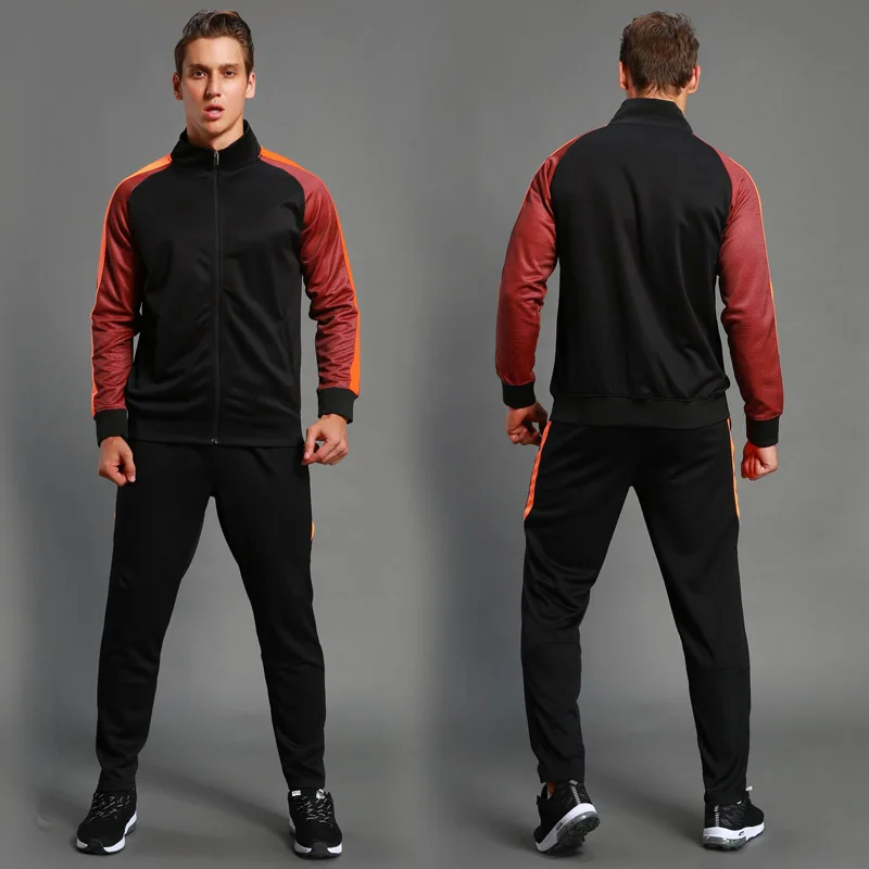 

2Pcs Set Men's Soccer Sportswear Tracksuit Jacket Football Training Suit Autumn Winter Spring Long Sleeve Zipper Top and Pants