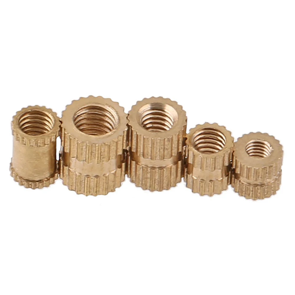 10Pcs 6#-32 Brass Hot Melt Insert Nut Injection Molding Brass Knurled Thread Inserts Nuts Through Hole Embedded Nutsert OD5mm