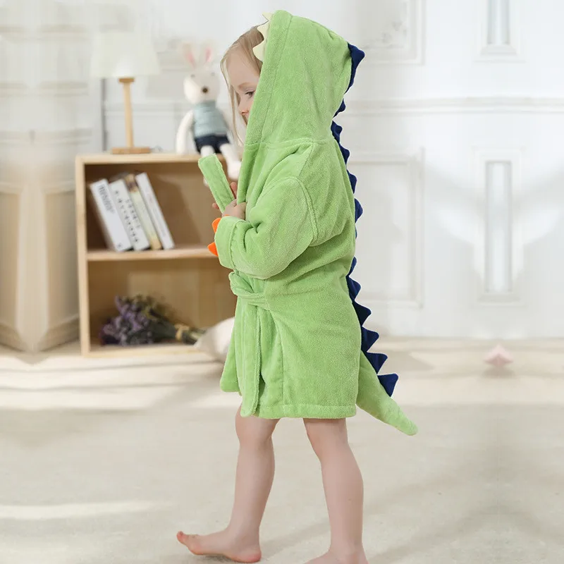 Cartoon Animals Dinosaur Baby Towel Bath Towel Flannel Hooded Bathrobe Baby Stuff Newborn Towels Toalla Kids Beach Towels