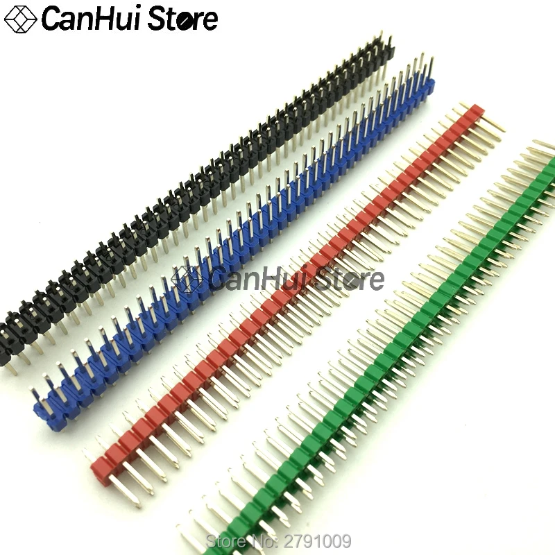 10PC High quality Gold plated Colorful 2.54mm 1x 2*40P Single/Double Row Male Breakable Pin Header Connector Strip For PCB board