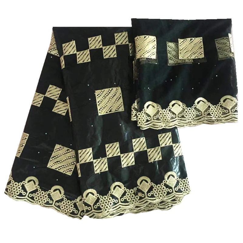 

Black Gold Embroidery Bazin Riche Tissues African Fabric with Stones Brocade Jacquard Dubai Fabrics Nigeria Wedding 5+2yards/lot