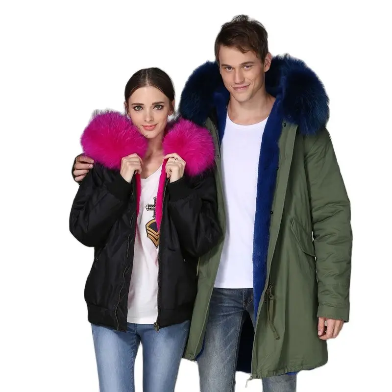 Black Bomber Rose Pink Waterproof Mini Mrs Wear, Green Miltary Blue Fake Fur Long Coat