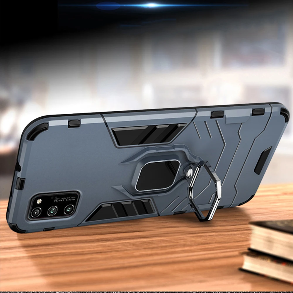 For Honor View 30 Pro Case Armor PC Cover Metal Ring Holder Phone Case For Honor View30 V30 V 30 Pro Cover Shockproof Bumper