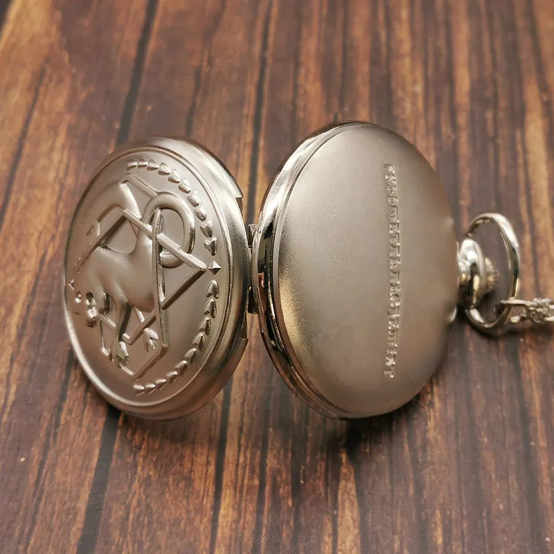 New Creativity Design Classic Matte Shilver Full Metal Alchemist Dull Polish Pocket Watch Men's Quartz Watch Fob Watch TD2014