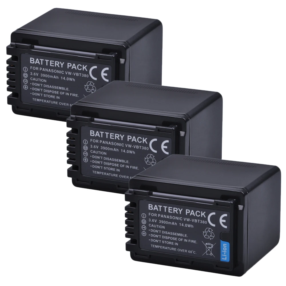 3900mAh VW-VBT380 VBT190 Battery for Panasonic HC-V800K HC-VX1K WXF1K HCV510 HC-V710 HC-V720 HC-V750 HC-V760 HC-V770