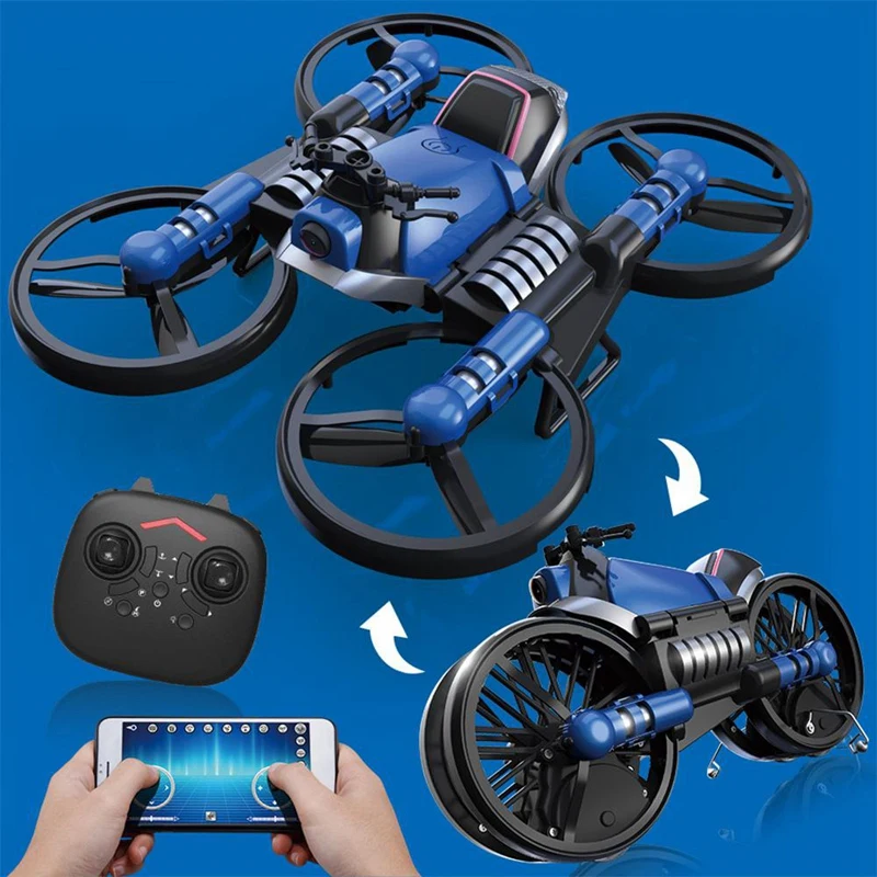 

2.4G Folding 2in1 RC Drone Deformation Motorcycle With 650ma Battery Aerial photography Quadcopter Land-air model Electric Toy