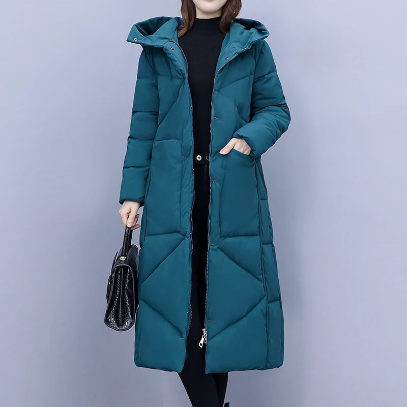 MODERN NEW SAGA Quilted Coat Winter Women Long Coat Cotton Padded Coat Parka Female Overcoat Long Jackets Plus Size Outerwear