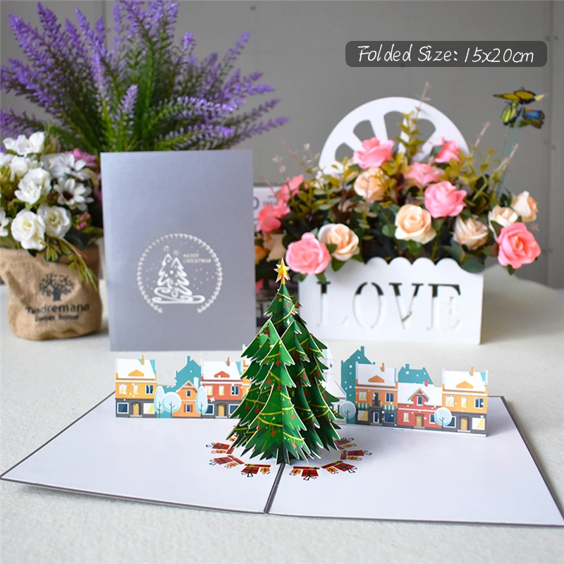 Neue 3D Pop-Up Weihnachtskarten Weihnachtsmann-Einladungskarte Partykarte Kindergeschenke Neujahrs-Dankeskarte Feiertagsgeschenk Postkarte – Detail 4