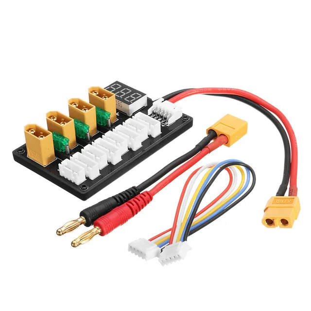 4CH Parallel Charging Board XT60 Banana Plug Connector For ISDT D2 Q6 SC-608 SC-620 Imax B6 Charger LiPo Battery Charging