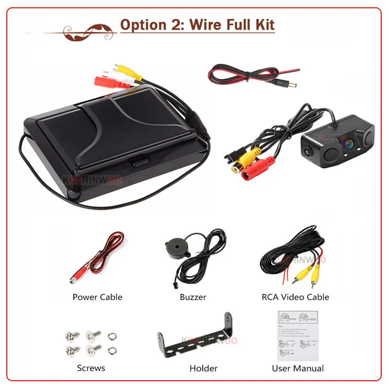 Kit Monitor Specchio 4.3" Con Telecamera Retromarcia E Sensori Di Parcheggio – Allarme Sonoro E Visione Chiara