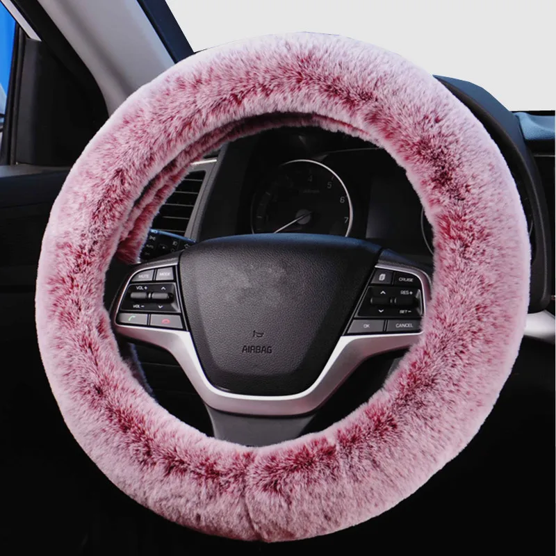 Universal Steering-wheel Plush Car Steering Wheel Covers Winter Faux fur Hand Brake & Gear Cover Set Car Interior Accessories