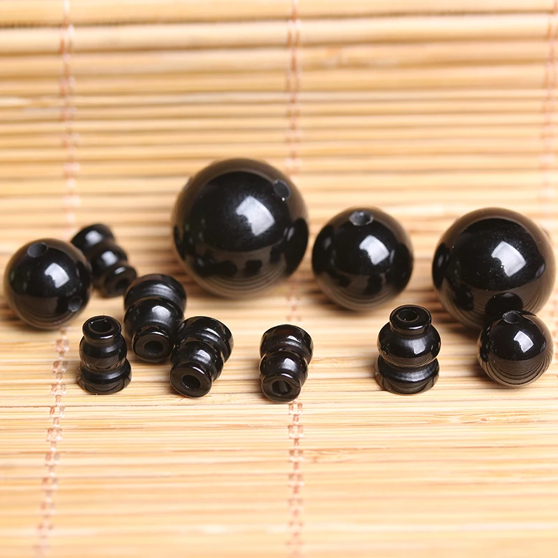 4A Natural Black Agate T-Junction Buddha Head Quartz Crystal Single Bead DIY Jewelry Making