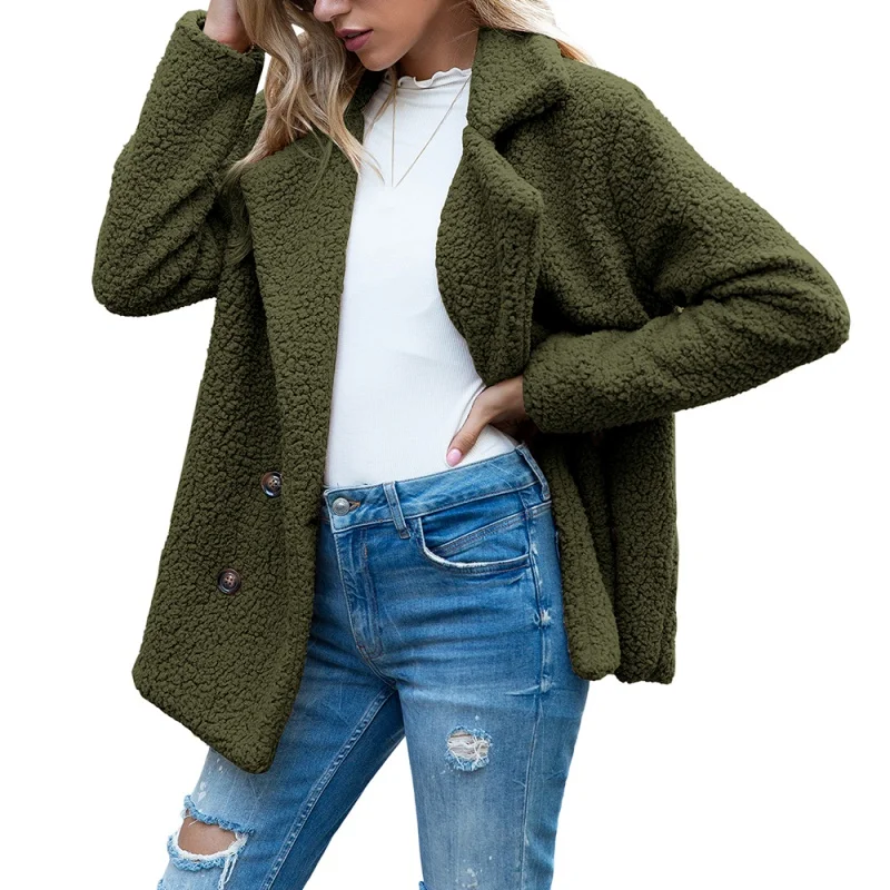 

Autumn And Winter Temperament Commuter Suit Lead Long-sleeved Loose Version Double-breasted Cardigan Ladies Jacket TRHJ1