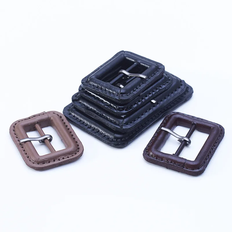2 pz/scatola di alta qualità in pelle di vacchetta nera marrone cintura Trench cappotto fibbia in vita bottoni decorativi