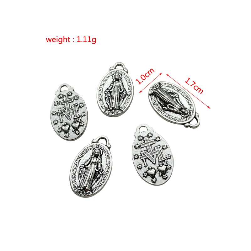 Charms oval metal disc Virgin Mary religious pendant for jewelry making DIY bracelet necklace accessories