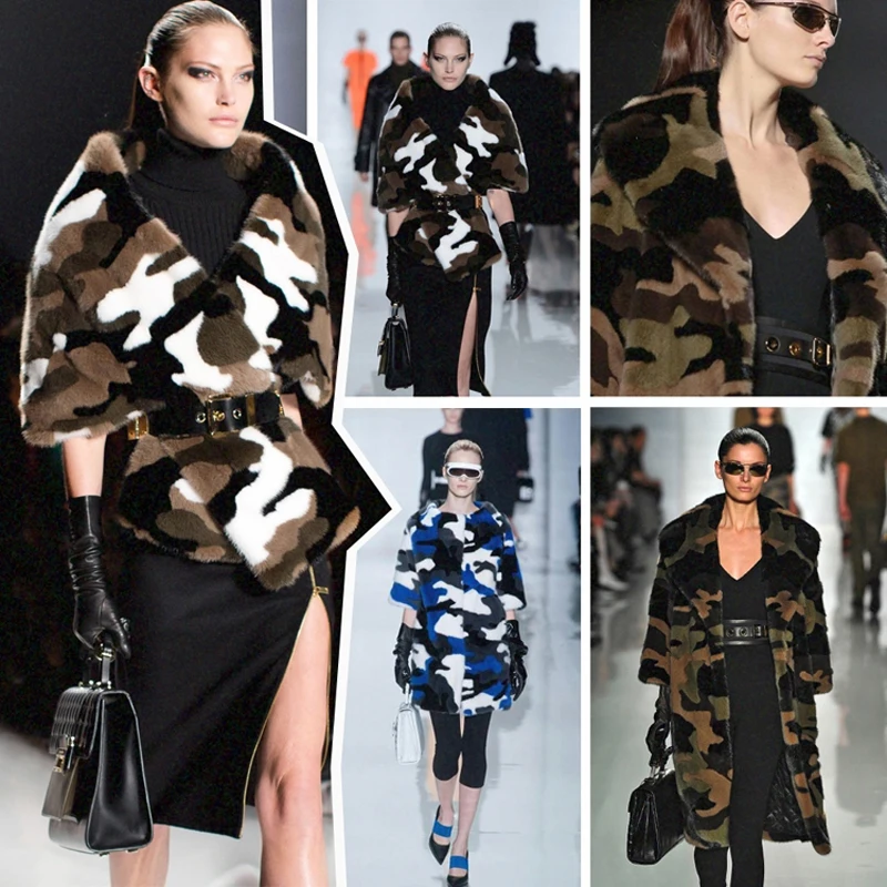 Luxury Artificial Fur Fabric, Popular Camo Fur, Coat Garment Material, DIY Background Decoration, Sold by Yard