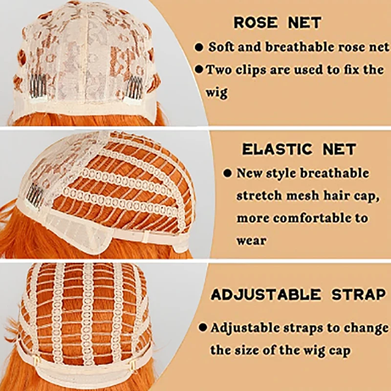 Kostüm Perücken Orange Kurze Lockige Perücke Synthetische Perücke Anime Cosplay Perücke Für Halloween Cosplay Party – Detail 6