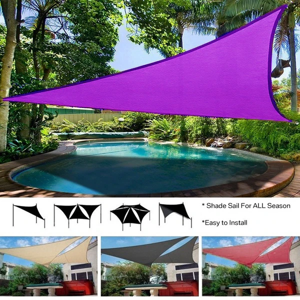 Purple Waterproof Sun Shelter Regular Triangle Sun shade Protection Outdoor Cover Garden Patio Pool Shade Sail Awning Camping