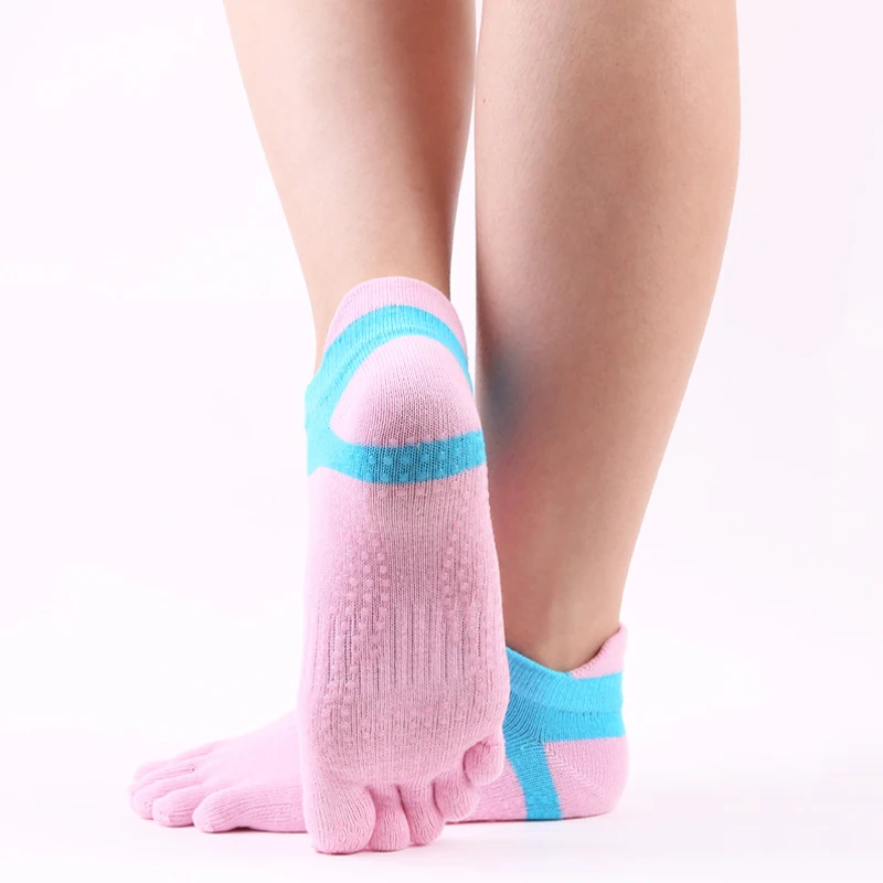 

3 Pairs Non Skid Slip Sticky Grippers Sock Pilates Ballet Barre Yoga Socks for Women Indoor Fitness Five-toe Sports Socks