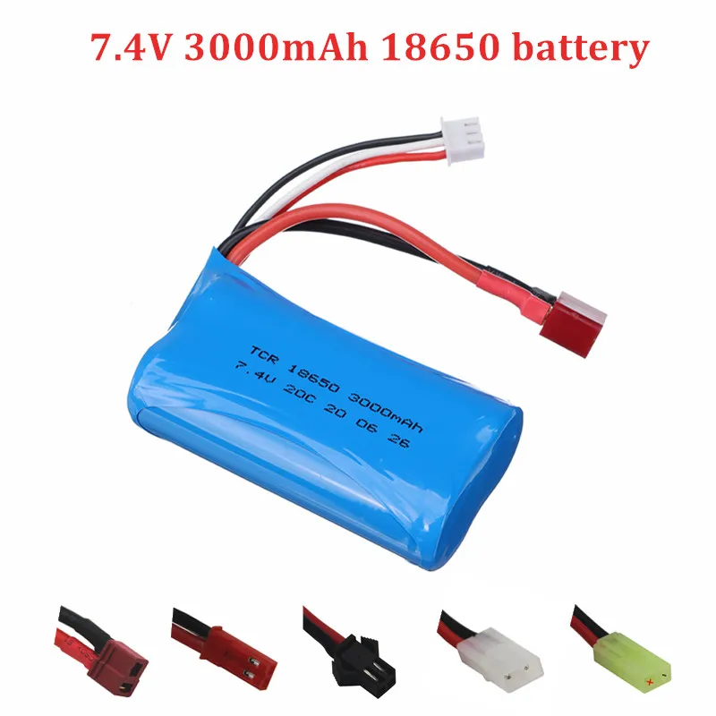 7.4V 3000mah lipo Battery 18650 2S T Plug for Q46 Wltoys 10428 /12428/12423 RC Car Spare Accessories 7.4V high capacity battery