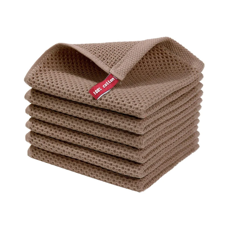 Cotton Waffle Towel For Kitchen And Household Goods Wipes Hydrophilic Rags Large Dish Cloth Accessories Tableware Cleaning Tools