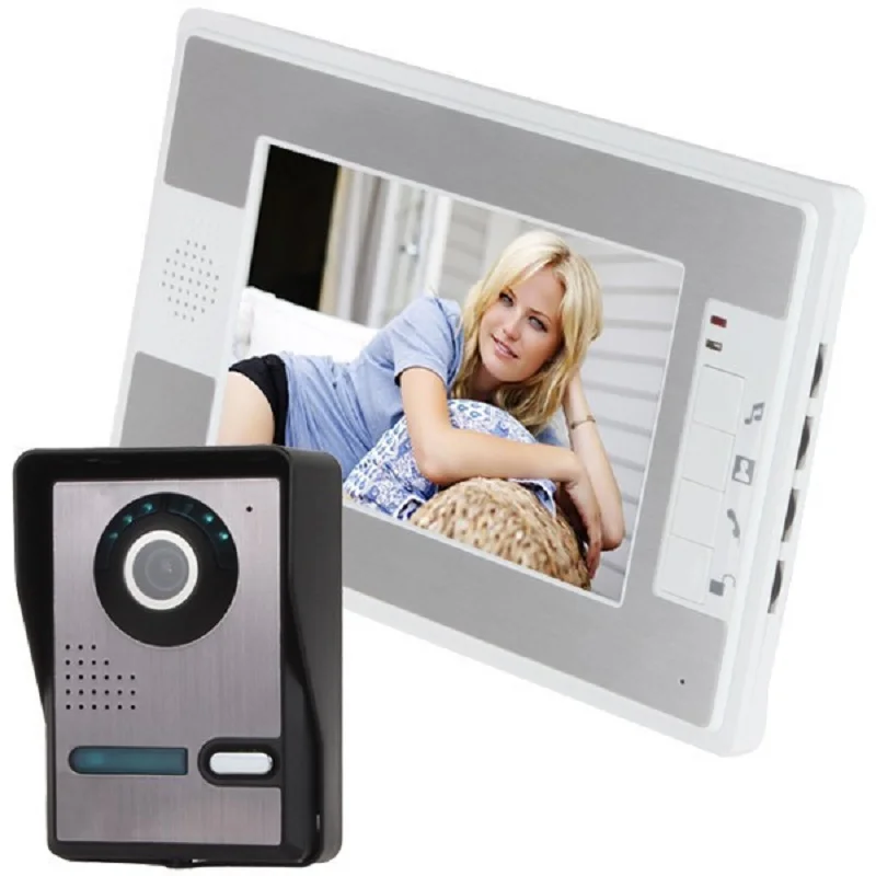 7 Inch Video Door Bell Intercom Door Bell Kit  Camera  Monitor Night Vision Visual Doorbell  Lock System