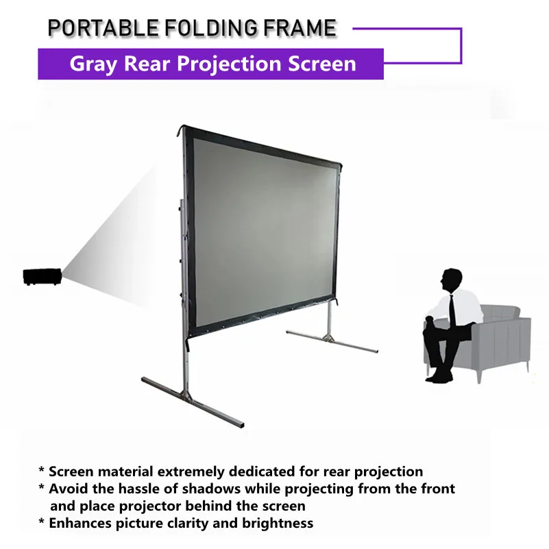 Projektion Bildschirm mit Stand, falten-Freies Outdoor Indoor Tragbare 8K 4K Faltbare Hinten Projektor Film Bildschirm mit Tragen tasche