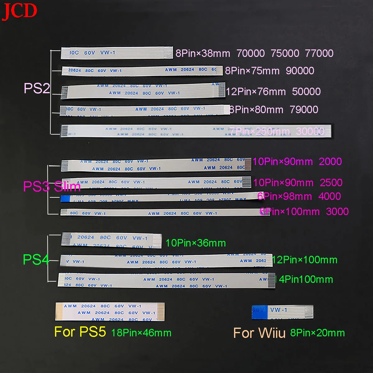 Power Reset Switch Ribbon flex Cable For PS2 30000 5W 90000 For PS3 slim 2000 For PS4 10pin 12pin 14pin Controller Repair Part