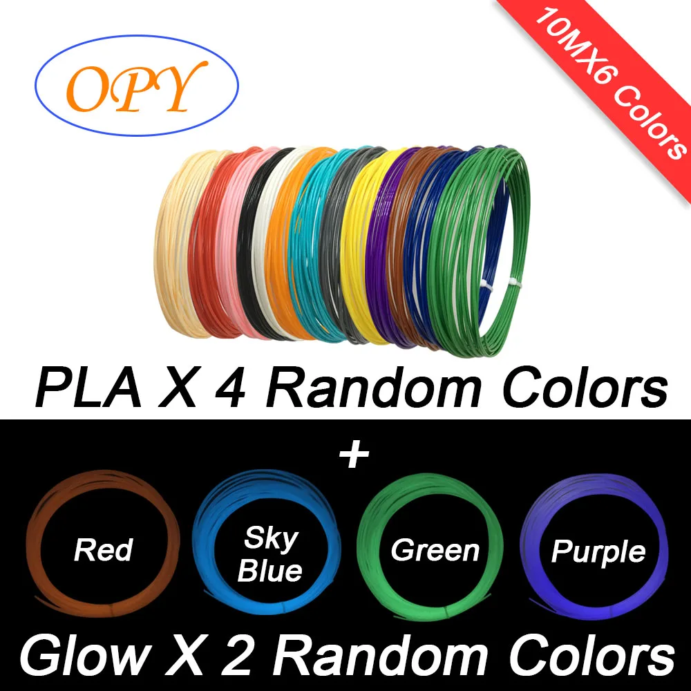 PLA Filament for 3D Pen Filament 1.75mm 10M Plastic Filament for 3D Printer Pen Glow PLA Silk Wood Marble Color Change