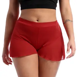 Pantalones cortos de práctica de Ballet Dace para mujer, pantalón corto rojo y blanco suave, cintura media, sólido, Pole Dance, volantes, Sexy, traje de club nocturno grande