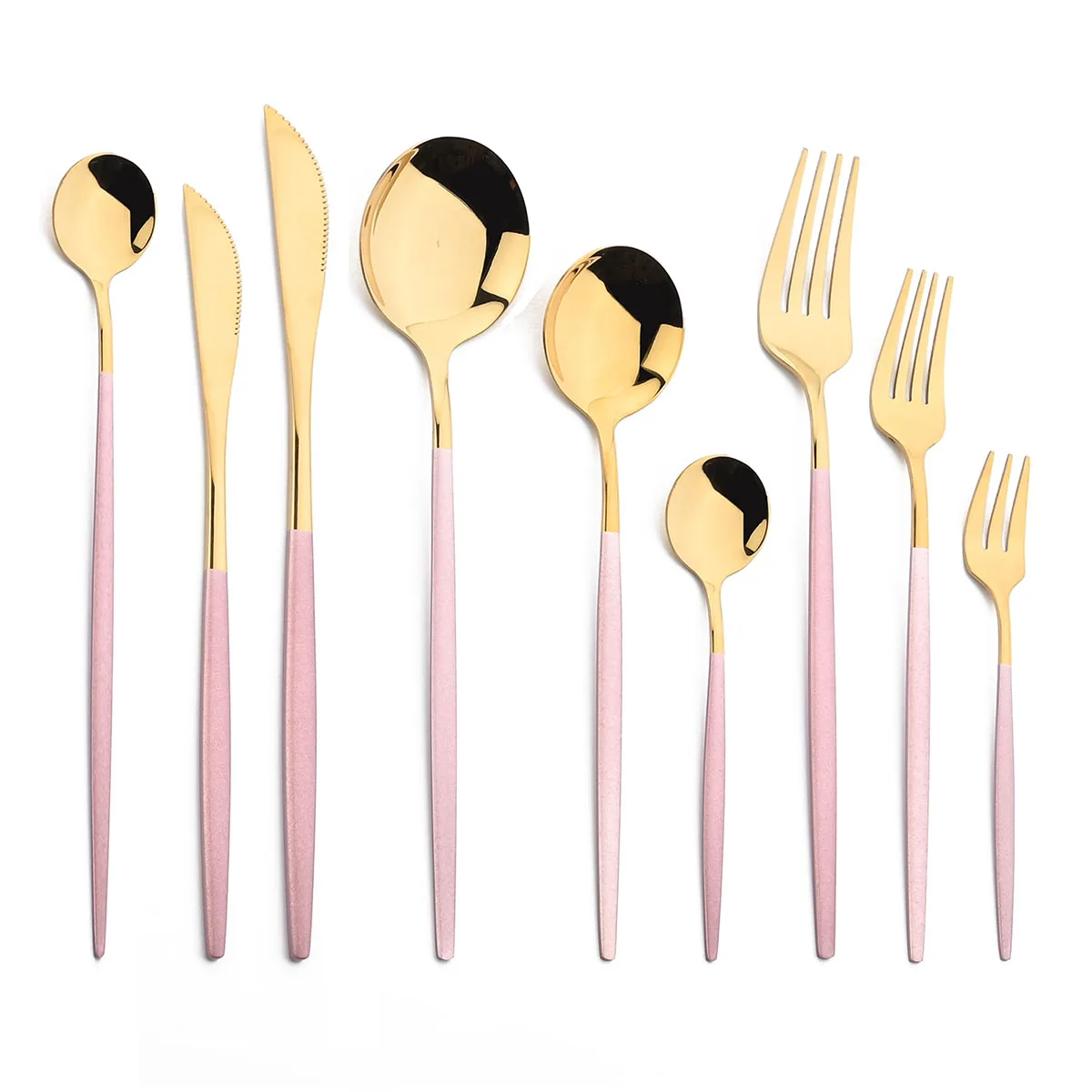 Pink Gold Cutlery Flatware Set Wedding Party Stainelss Steel Silverware Dinnerware Fork Spoons Knives Dessert Tableware