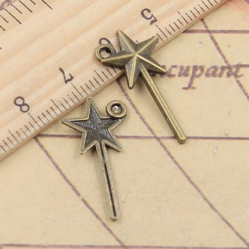 30pcs Charms Magic Wand 25x13mm Tibetan Bronze Silver Color Pendants Antique Jewelry Making DIY Handmade Craft