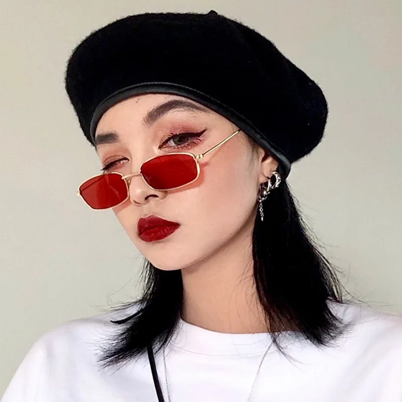 ZXWLYXG 2022 New Small Rectangle Sunglasses Women Retro Brand Designer Red Sun Glasses Men Glasses Female Unisex