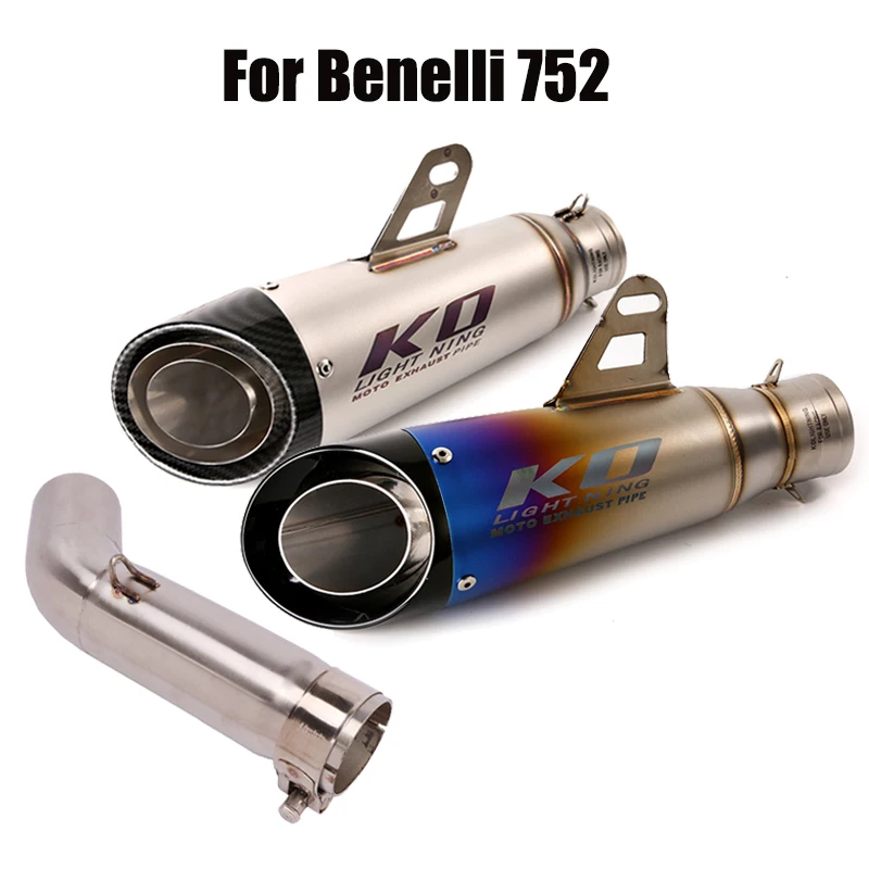 For Benelli 752 Slip On Exhaust System Pipe 51mm Modified Muffler End Tips Connecting Link Pipe Middle Section Stainless Steel