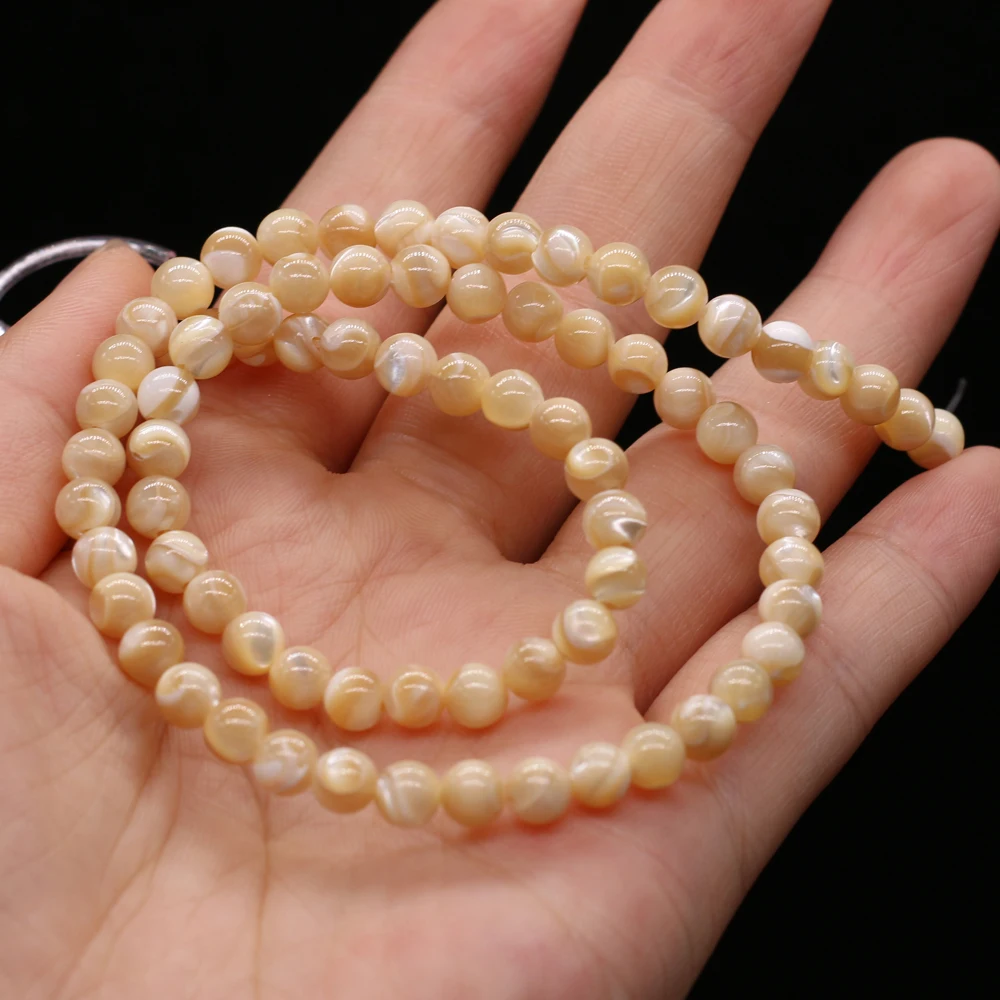 Natural Shell Beads Yellow White Round Shape Loose Exquisite Shell Beads For Jewelry Making DIY Bracelet Necklace Accessories