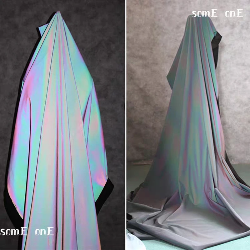 Rainbow Reflective Stretch Fabric Gradient Luminous Cloth DIY Patches Background Decor Hat Coat Clothes Designer Fabric