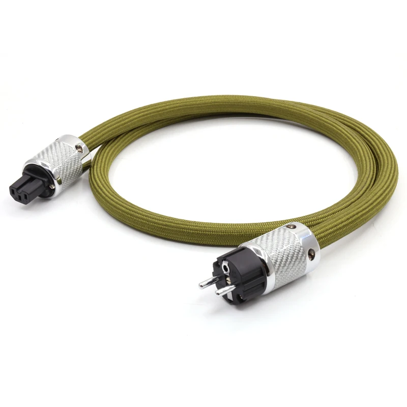 HI-End 8N OCC Kupfer versilbertes Stromkabel mit weißem Kohlefaser-Anschlussstecker in EU-Version – Detail 1