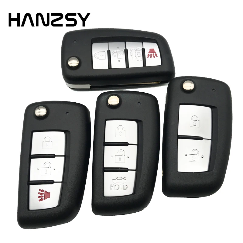 10PCS 2/3/4 Buttons Car key Case For Nissan Qashqai Sunny NV200 Replacement Flip Folding Remote Key shell Fob NSN14 Blade