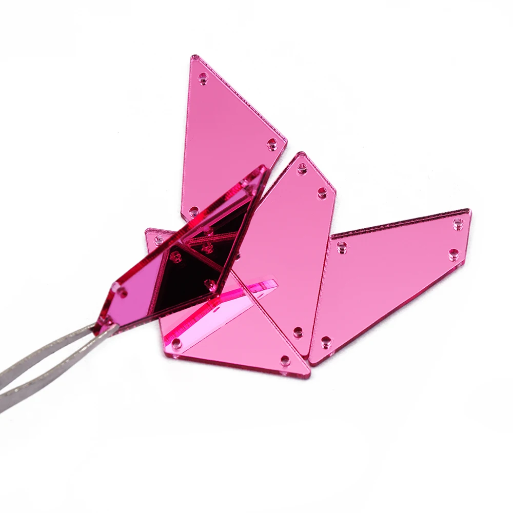 YANRUO P02 17x38mm 30 Stück Unregelmäßige Glatte Acryl-Spiegel-Applikationen Flache Rückseite Spiegel für Kleidung Nähen – Detail 12