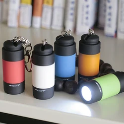 Luz LED portátil recargable por USB para exteriores, llavero impermeable, lámpara de antorcha, luces multicolor, Mini linterna para niños