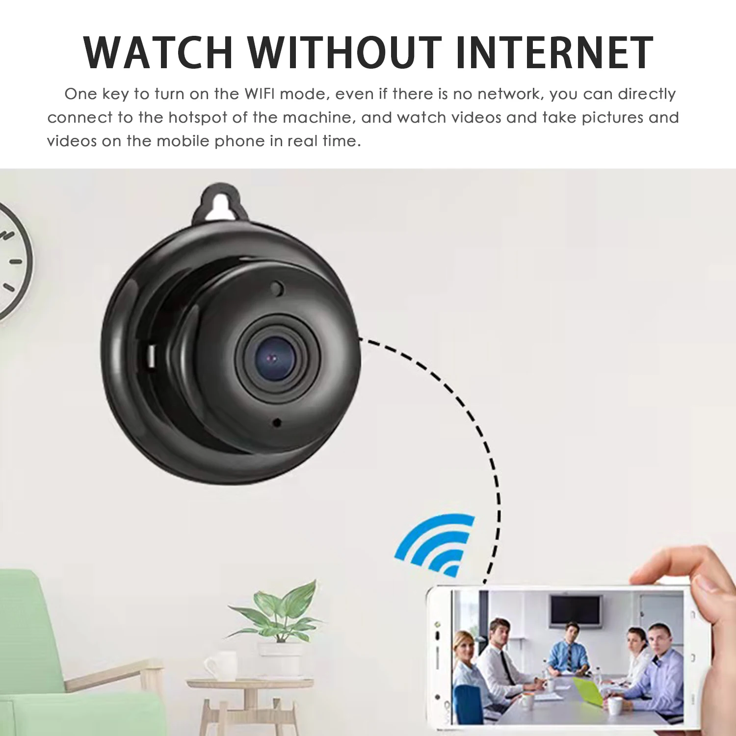 Mini hook-up WiFi camera 1080P remote night vision HD home sports card camera USB rechargeable wireless baby security camera