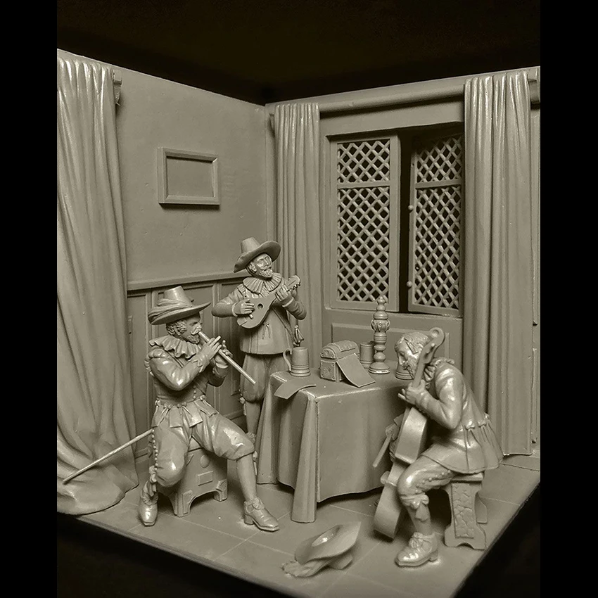 

Resin Figure 1/24 ancient officer crew include 3 man and base Model Unassambled Unpainted Figure Building Kit