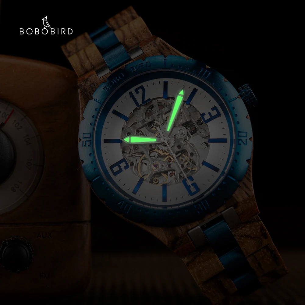 BOBO BIRD-relojes mecánicos automáticos de madera para hombre, reloj de lujo orologi uomo, regalos personalizados para el Día de San Valentín