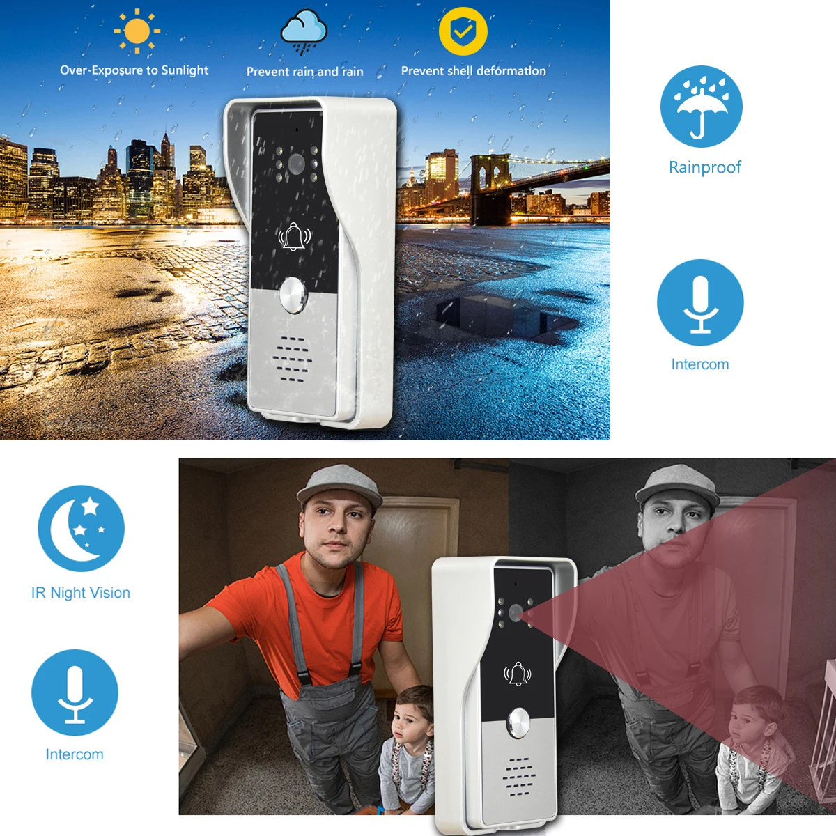 7 Inch Video Türklingel System Video Tür Sprechanlage Kits IR nachtsicht für Villa Haus Büro Wohnung