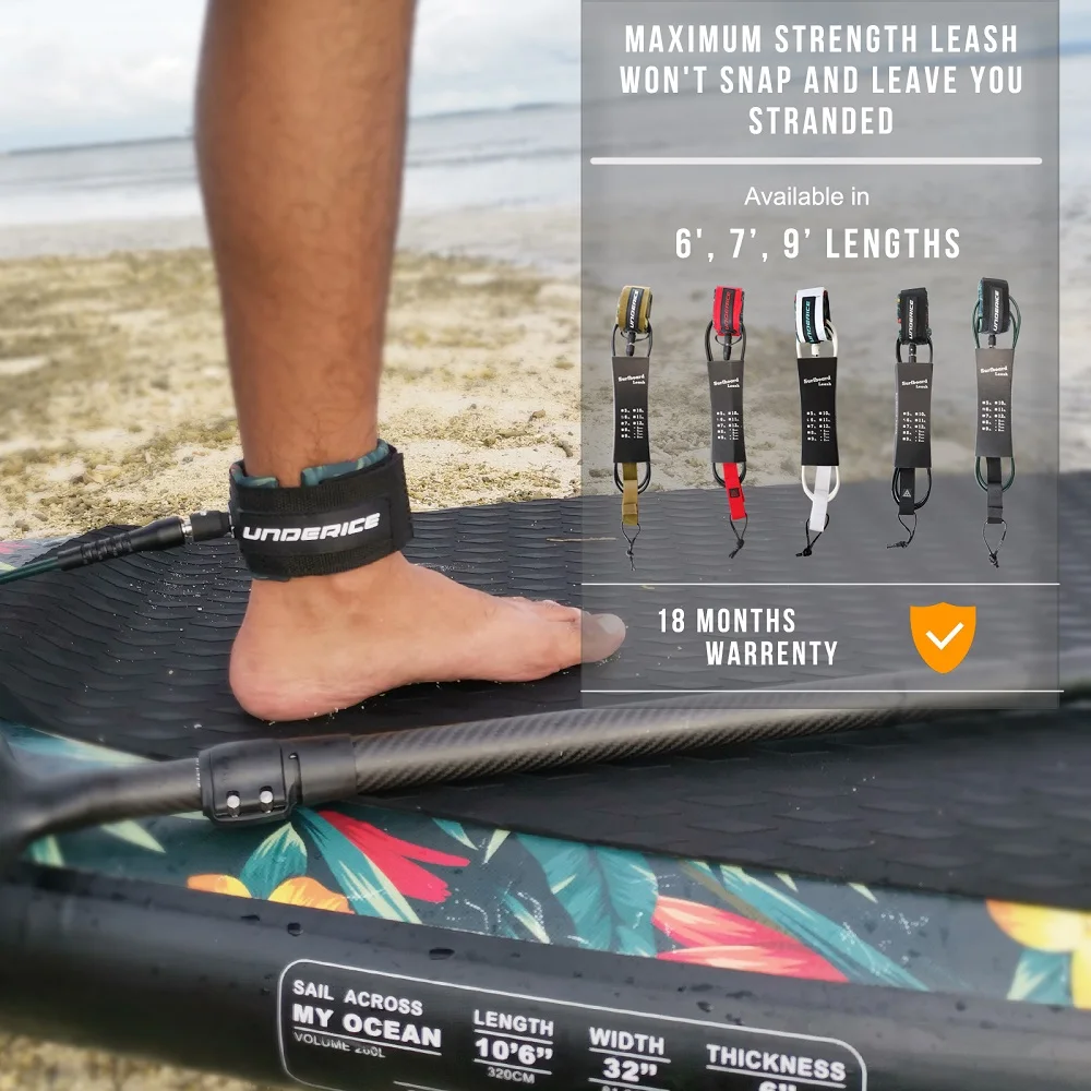 Surfboard-Leash für SUP-Boards, 7mm, 6-9FT, Paddle-Surf-Zubehör, Surf-Leash für alle Surfboards, Fußseil, Surf-Zubehör – Detail 7